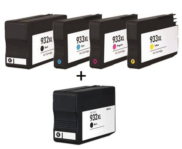 Compatible HP 932XL/933XL set of 4 Ink Cartridges + EXTRA BLACK